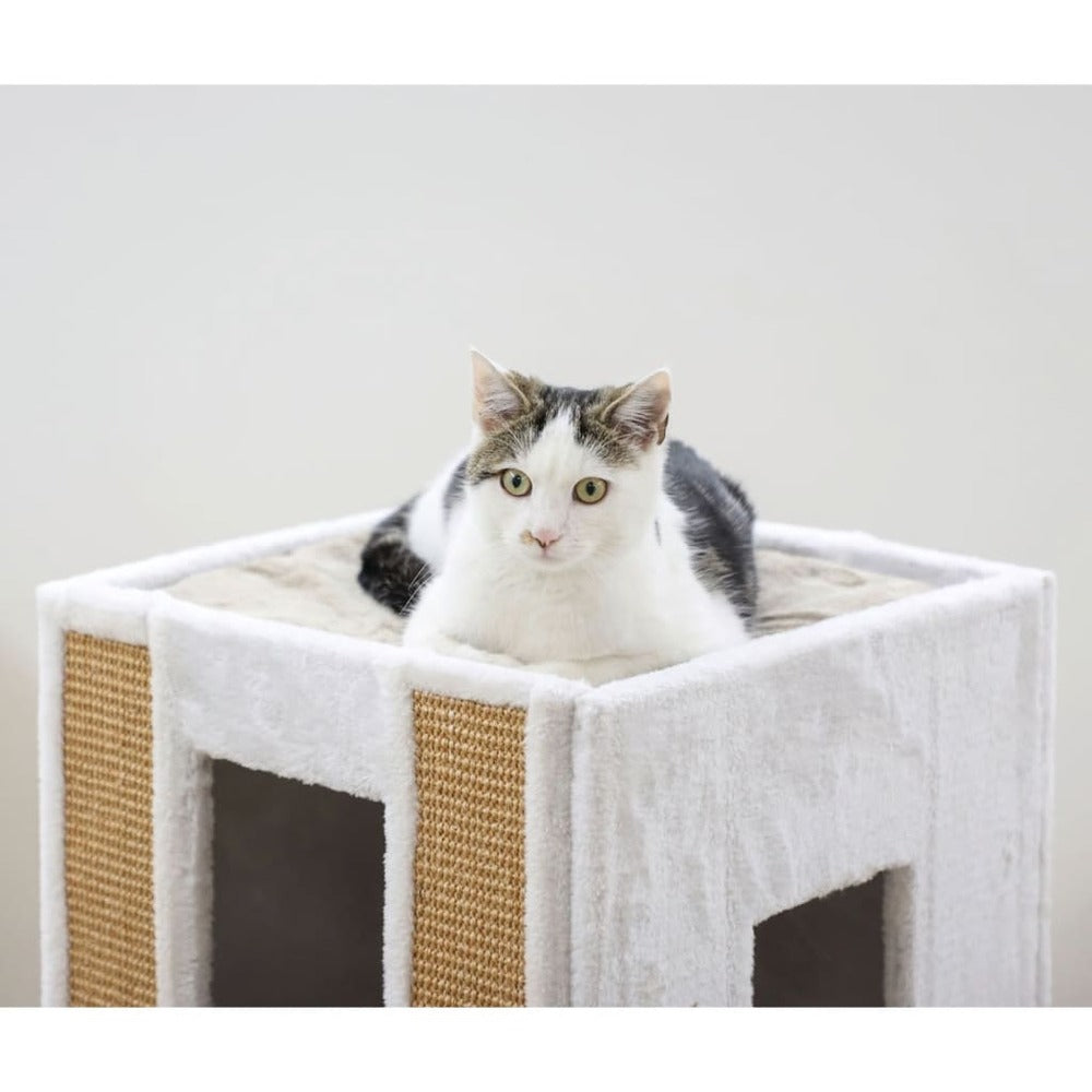 KERBL Baril De Grattage Pour Chats Galina 40x40x78 Cm Blanc Et Marron
