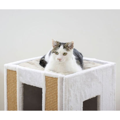 KERBL Baril De Grattage Pour Chats Galina 40x40x78 Cm Blanc Et Marron