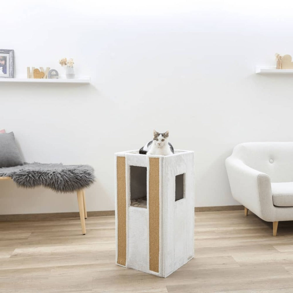 KERBL Baril De Grattage Pour Chats Galina 40x40x78 Cm Blanc Et Marron