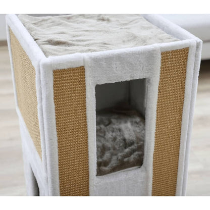 KERBL Baril De Grattage Pour Chats Galina 40x40x78 Cm Blanc Et Marron