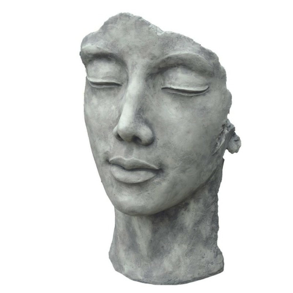  Statue Visage Femme Extérieur Petit Format - Gris Beton 50 Cm