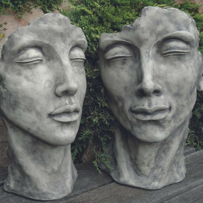  Statue Visage Femme Extérieur Petit Format - Gris Beton 50 Cm