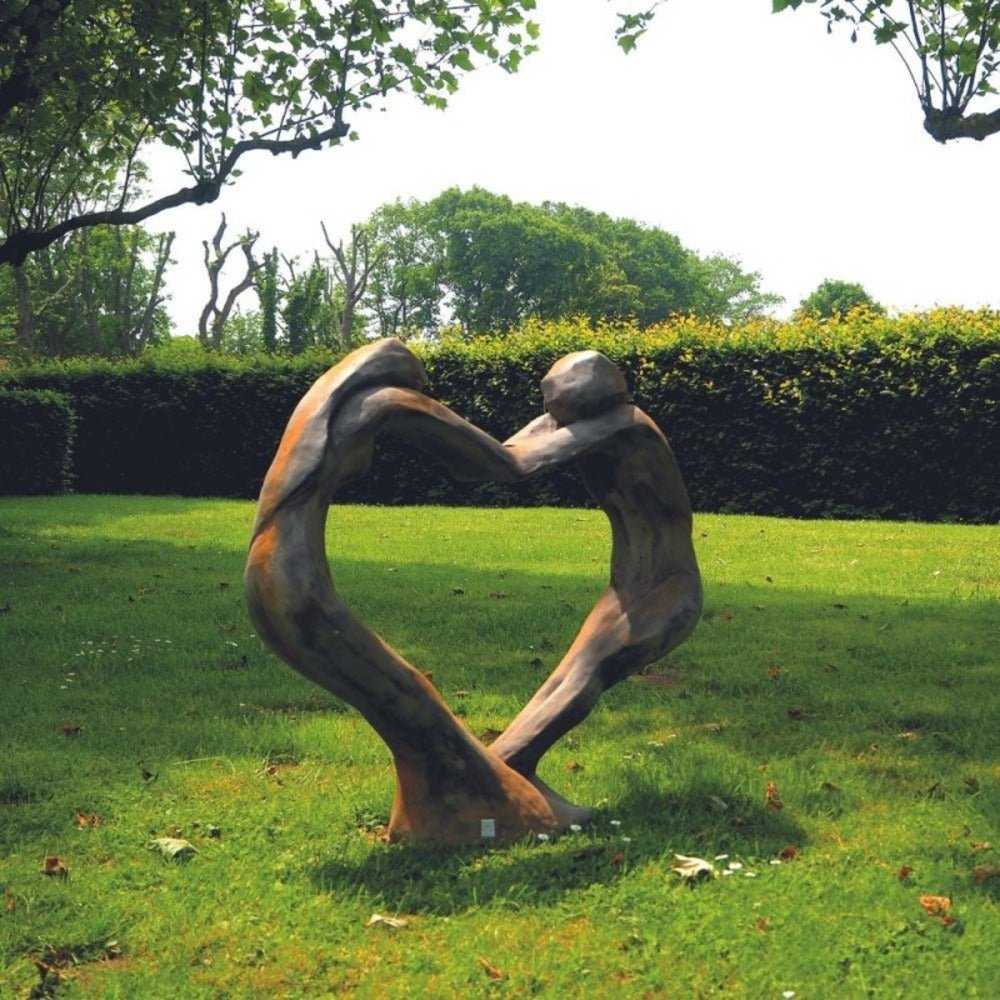  Statue De Jardin En Pierre Tristan Et Iseult Cœur - Rouille 102 Cm