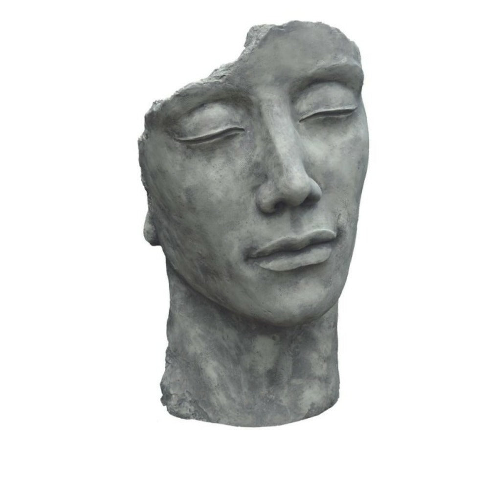 Statue Visage Homme Extérieur Petit Format - Gris Beton 53 Cm