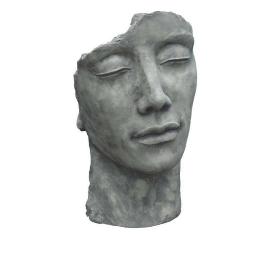  Statue Visage Homme Extérieur Petit Format - Gris Beton 53 Cm