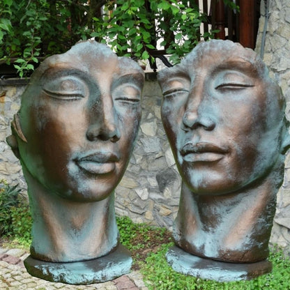  Statue Visage Femme Extérieur Grand Format - Bronze 115 Cm