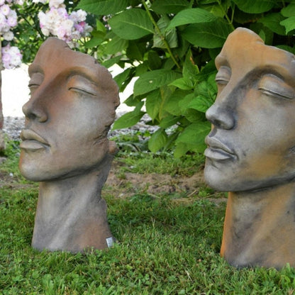  Statue Visage Femme Extérieur Petit Format - Rouille 50 Cm