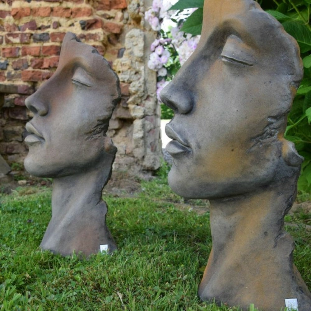  Statue Visage Femme Extérieur Petit Format - Rouille 50 Cm