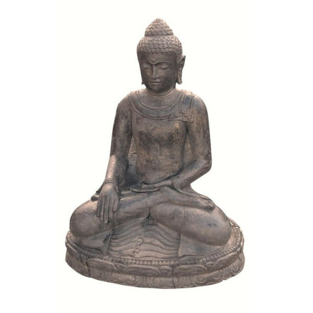  Statuette Bouddha Appel De La Terre à Témoin 30 Cm - Gris Anthracite 30 Cm