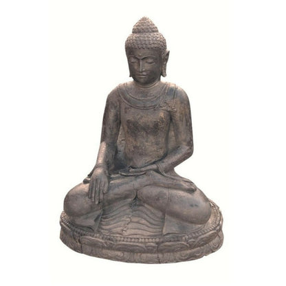  Statuette Bouddha Appel De La Terre à Témoin 30 Cm - Gris Anthracite 30 Cm