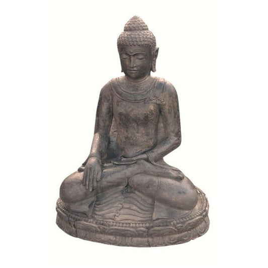  Statuette Bouddha Appel De La Terre à Témoin 30 Cm - Gris Anthracite 30 Cm