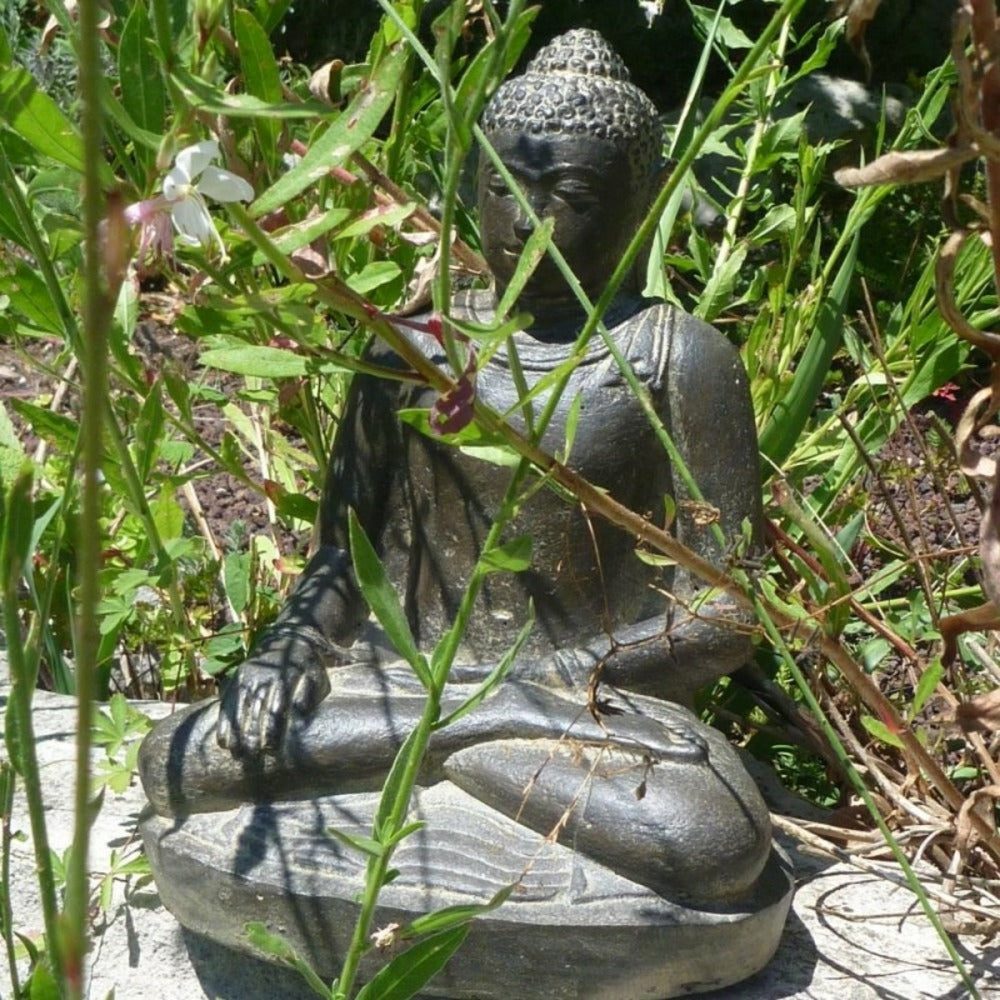  Statuette Bouddha Appel De La Terre à Témoin 30 Cm - Gris Anthracite 30 Cm