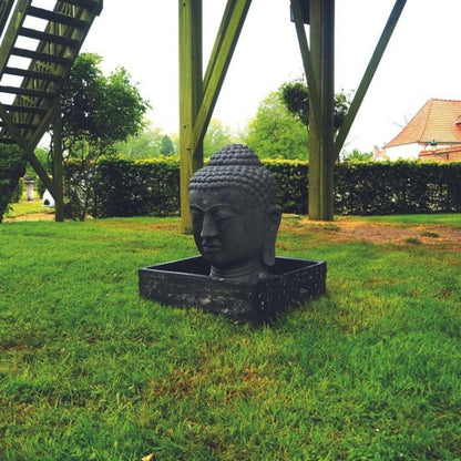  Fontaine Tête De Bouddha 75 Cm + Bac - Gris Anthracite 96 Cm