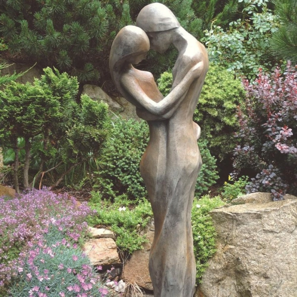  Statue De Jardin En Pierre Tristan Et Iseult Demi Rouille - Rouille 123 Cm
