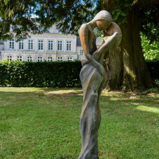  Statue De Jardin En Pierre Tristan Et Iseult Demi Rouille - Rouille 123 Cm