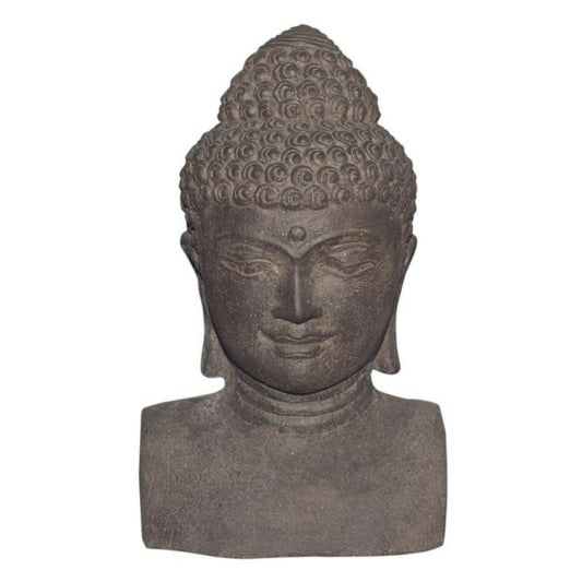  Tête De Bouddha Buste 31 Cm - Gris Anthracite 30 Cm