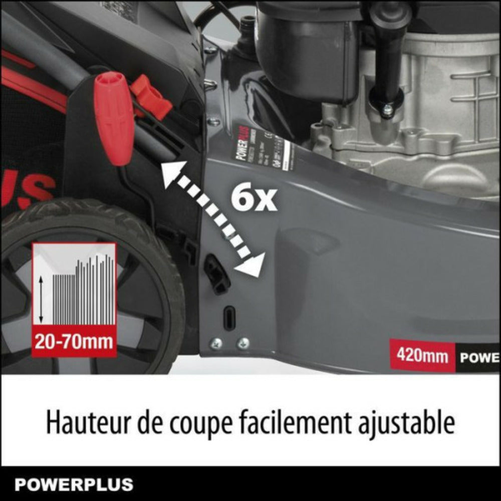Powerplus Tondeuse A Gazon Thermique Autotractée 42 Cm De Coupe 145 Cc, Poweg63773x