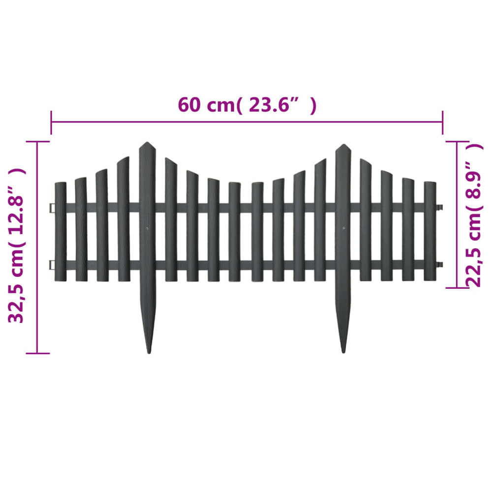VIDAXL Bordures De Pelouse 17 Pcs Anthracite 10 M Pp
