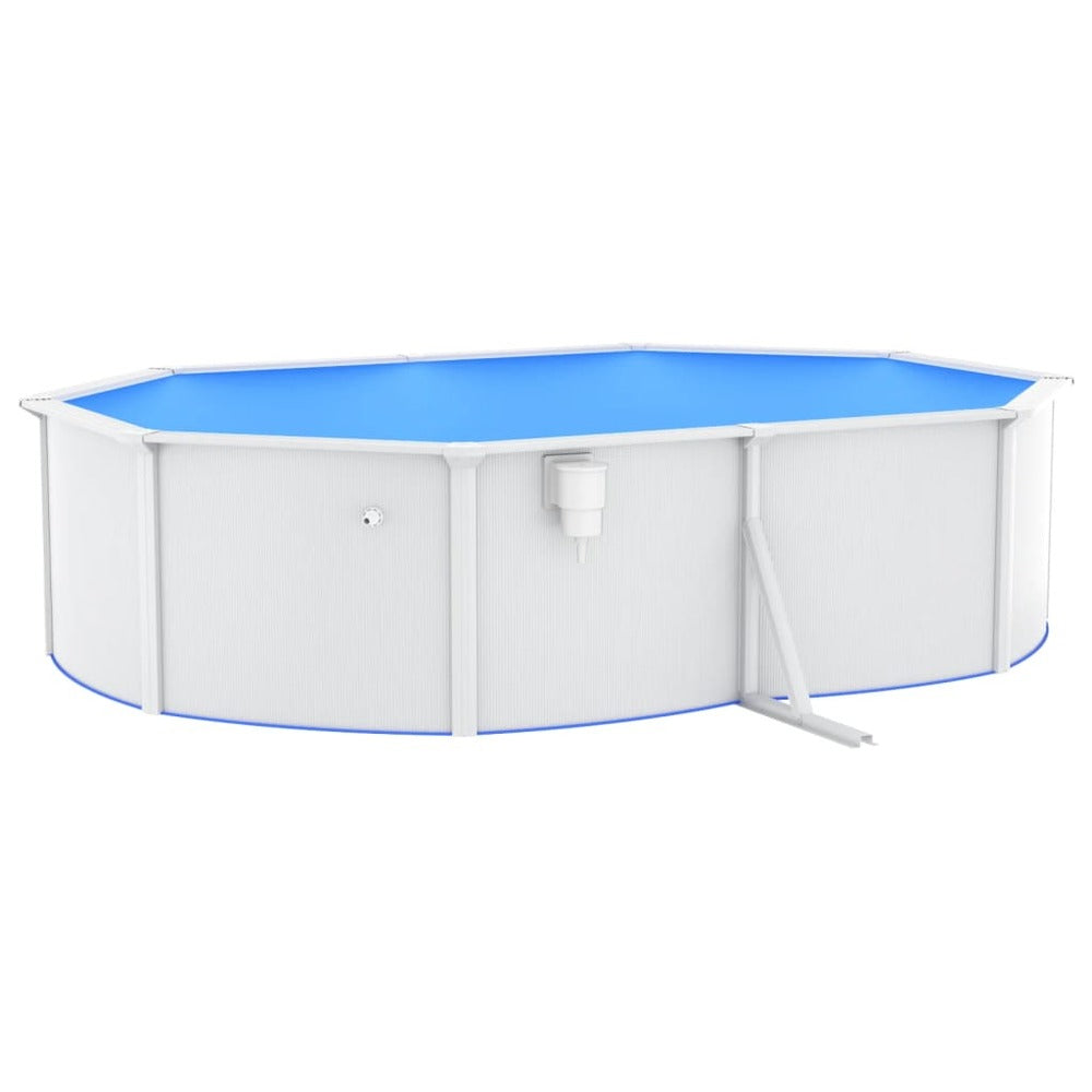 VIDAXL Piscine Ovale Avec Parois En Acier 490x360x120 Cm Blanc