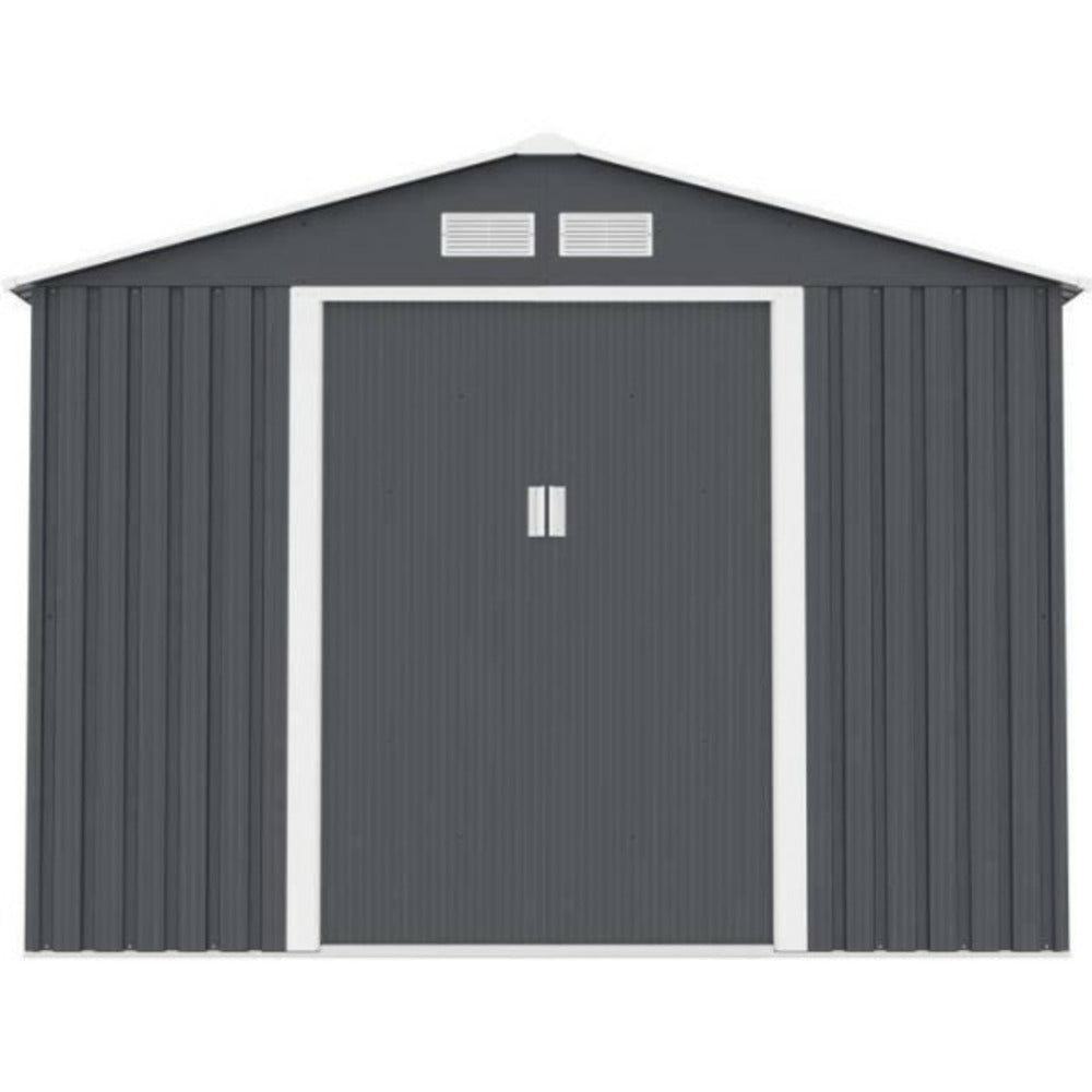  Abri De Jardin En Métal 6,3 M² - 261 X 241 X 198 Cm - Kit D'ancrage Inclus - Gris