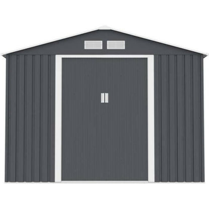  Abri De Jardin En Métal 6,3 M² - 261 X 241 X 198 Cm - Kit D'ancrage Inclus - Gris