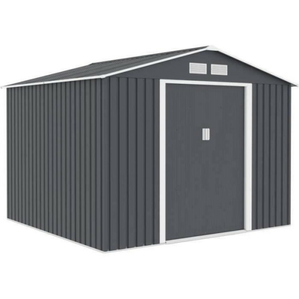  Abri De Jardin En Métal 6,3 M² - 261 X 241 X 198 Cm - Kit D'ancrage Inclus - Gris
