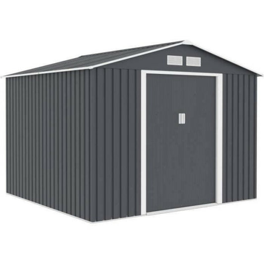  Abri De Jardin En Métal 6,3 M² - 261 X 241 X 198 Cm - Kit D'ancrage Inclus - Gris