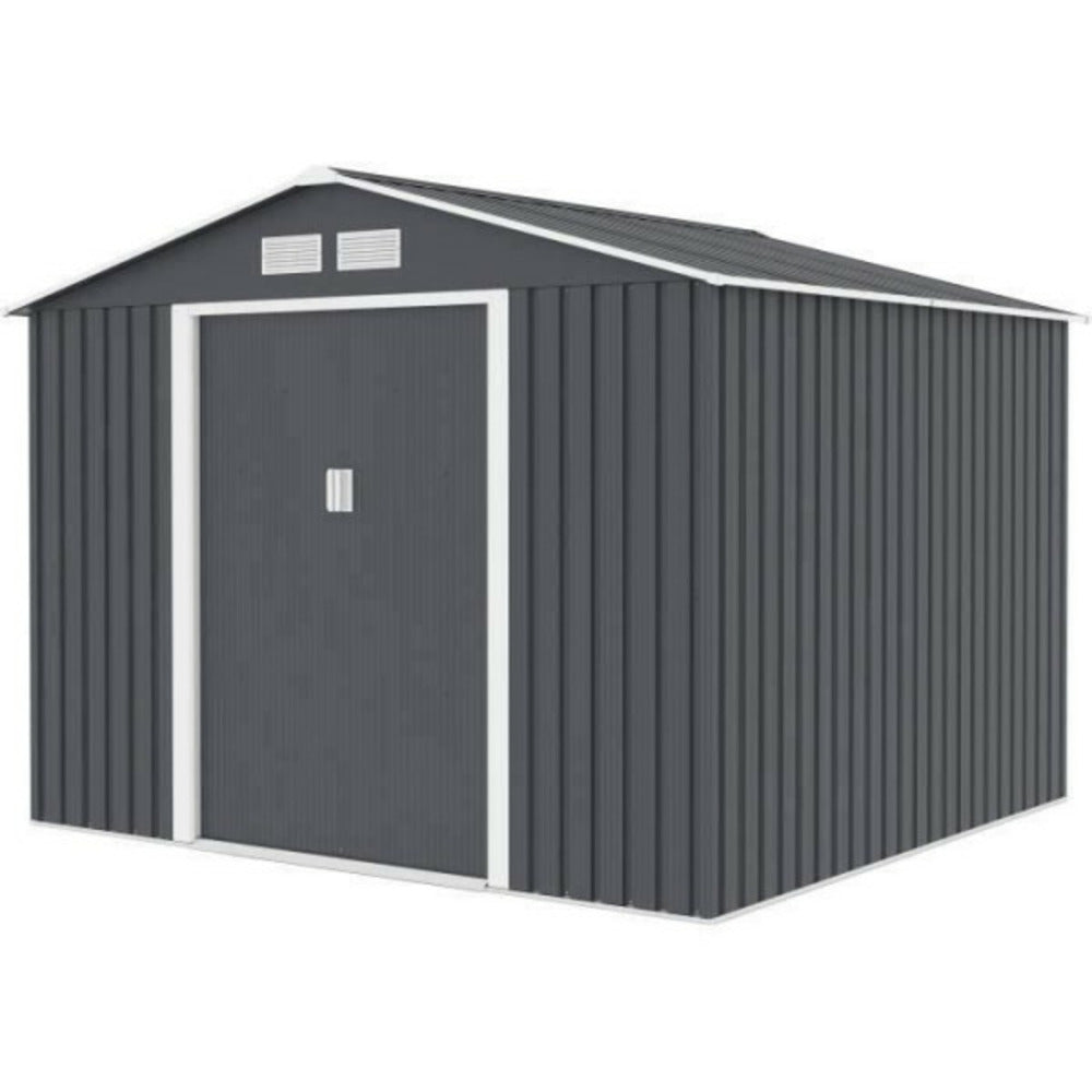  Abri De Jardin En Métal 6,3 M² - 261 X 241 X 198 Cm - Kit D'ancrage Inclus - Gris
