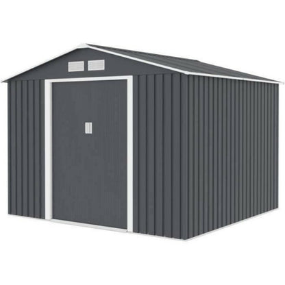  Abri De Jardin En Métal 6,3 M² - 261 X 241 X 198 Cm - Kit D'ancrage Inclus - Gris