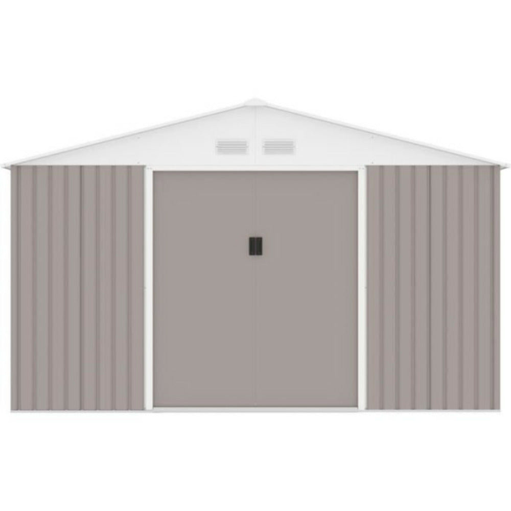  Abri De Jardin En Métal 12,99 M² - 340 X 382 X 210 Cm - Kit D'ancrage Inclus - Taupe