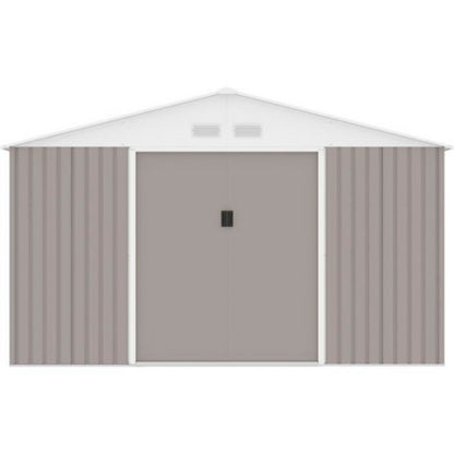  Abri De Jardin En Métal 12,99 M² - 340 X 382 X 210 Cm - Kit D'ancrage Inclus - Taupe