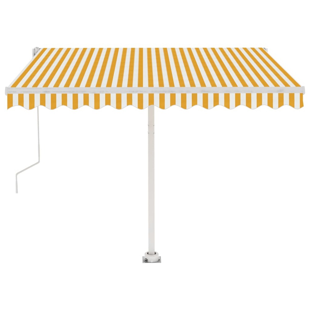 VIDAXL Auvent Automatique Capteur De Vent/led 350x250cm Jaune Et Blanc