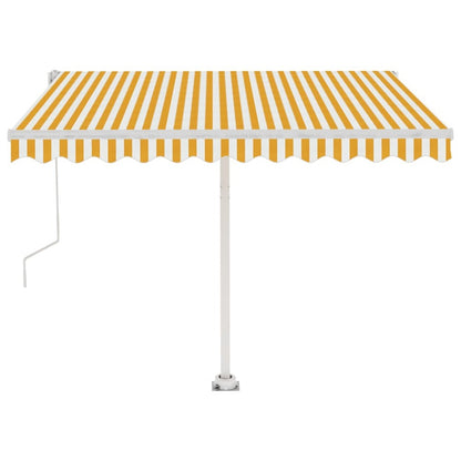VIDAXL Auvent Automatique Capteur De Vent/led 350x250cm Jaune Et Blanc