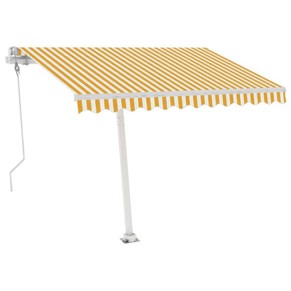 VIDAXL Auvent Automatique Capteur De Vent/led 350x250cm Jaune Et Blanc