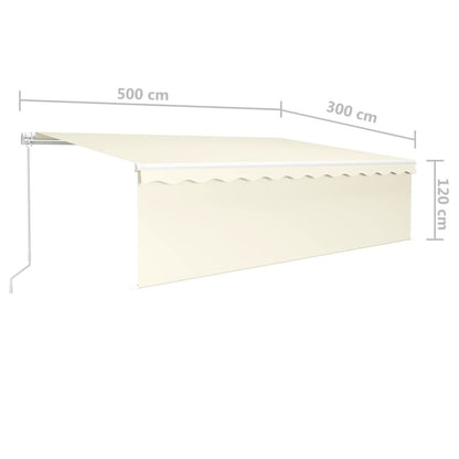 VIDAXL Auvent Rétractable Manuel Avec Store 5x3 M Crème