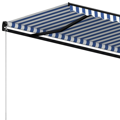 VIDAXL Auvent Manuel Rétractable 500x350 Cm Bleu Et Blanc