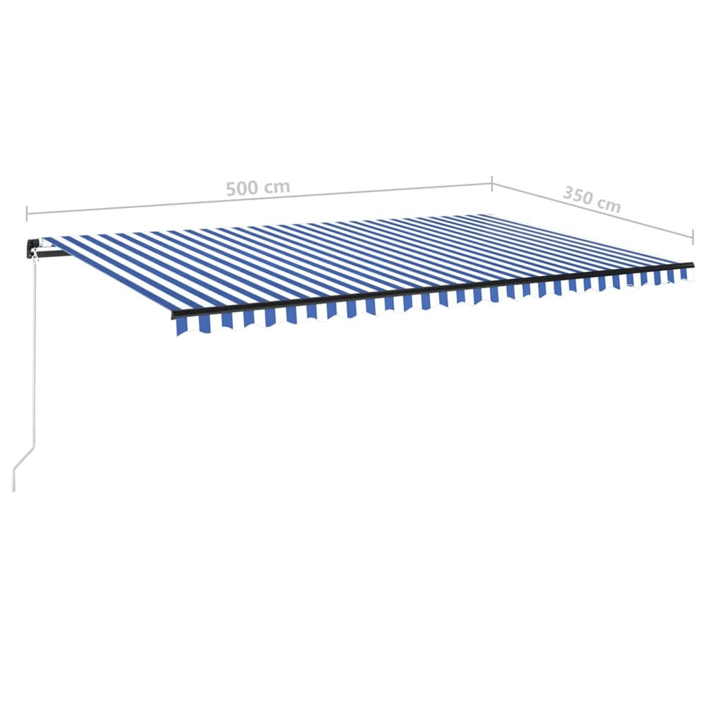 VIDAXL Auvent Manuel Rétractable 500x350 Cm Bleu Et Blanc