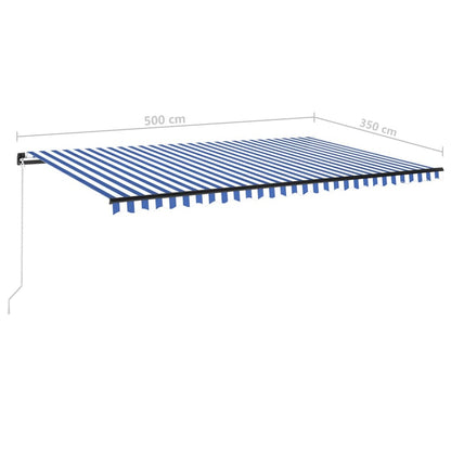 VIDAXL Auvent Manuel Rétractable 500x350 Cm Bleu Et Blanc