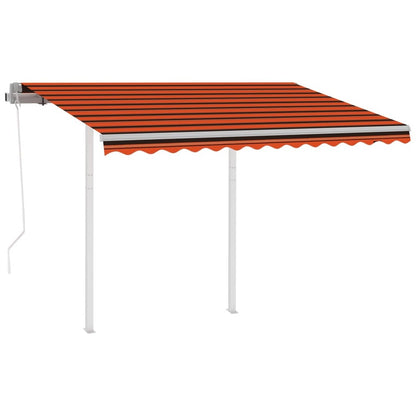 VIDAXL Auvent Rétractable Automatique Et Poteaux 3x2,5 M Orange Marron