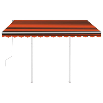 VIDAXL Auvent Rétractable Automatique Et Poteaux 3x2,5 M Orange Marron