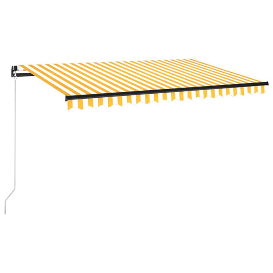 VIDAXL Auvent Manuel Rétractable 400x350 Cm Jaune Et Blanc