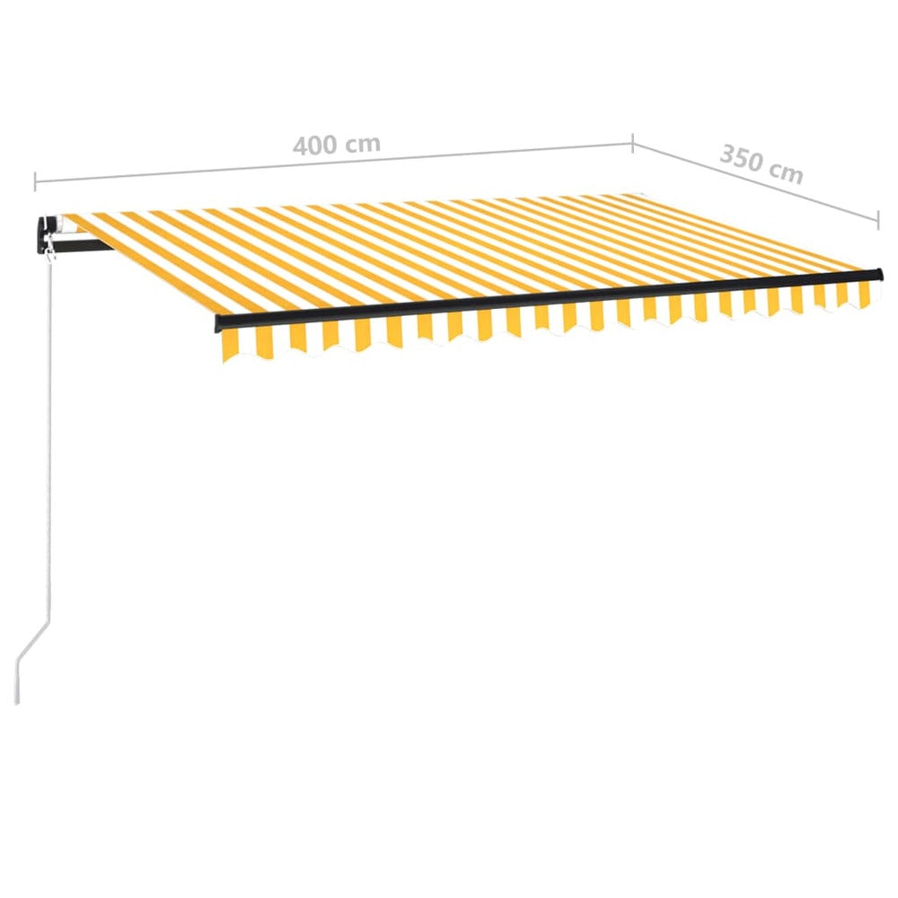 VIDAXL Auvent Manuel Rétractable 400x350 Cm Jaune Et Blanc