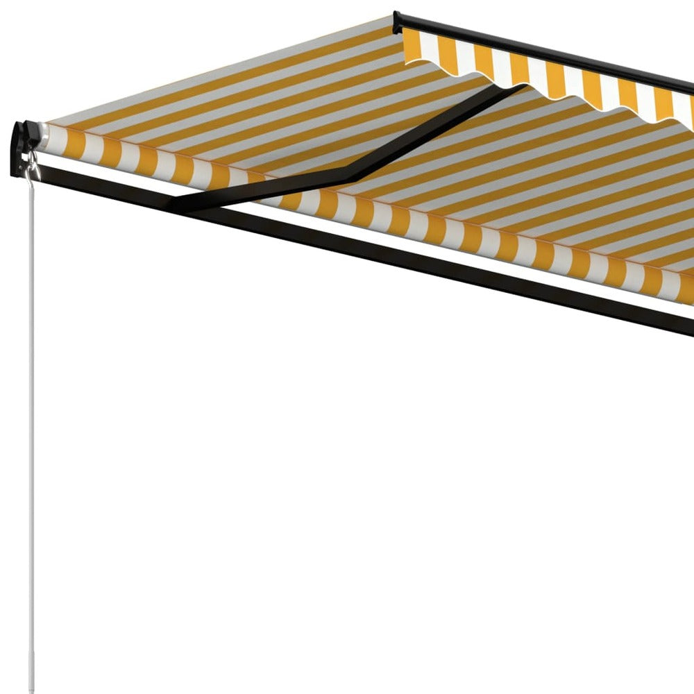 VIDAXL Auvent Manuel Rétractable 400x350 Cm Jaune Et Blanc