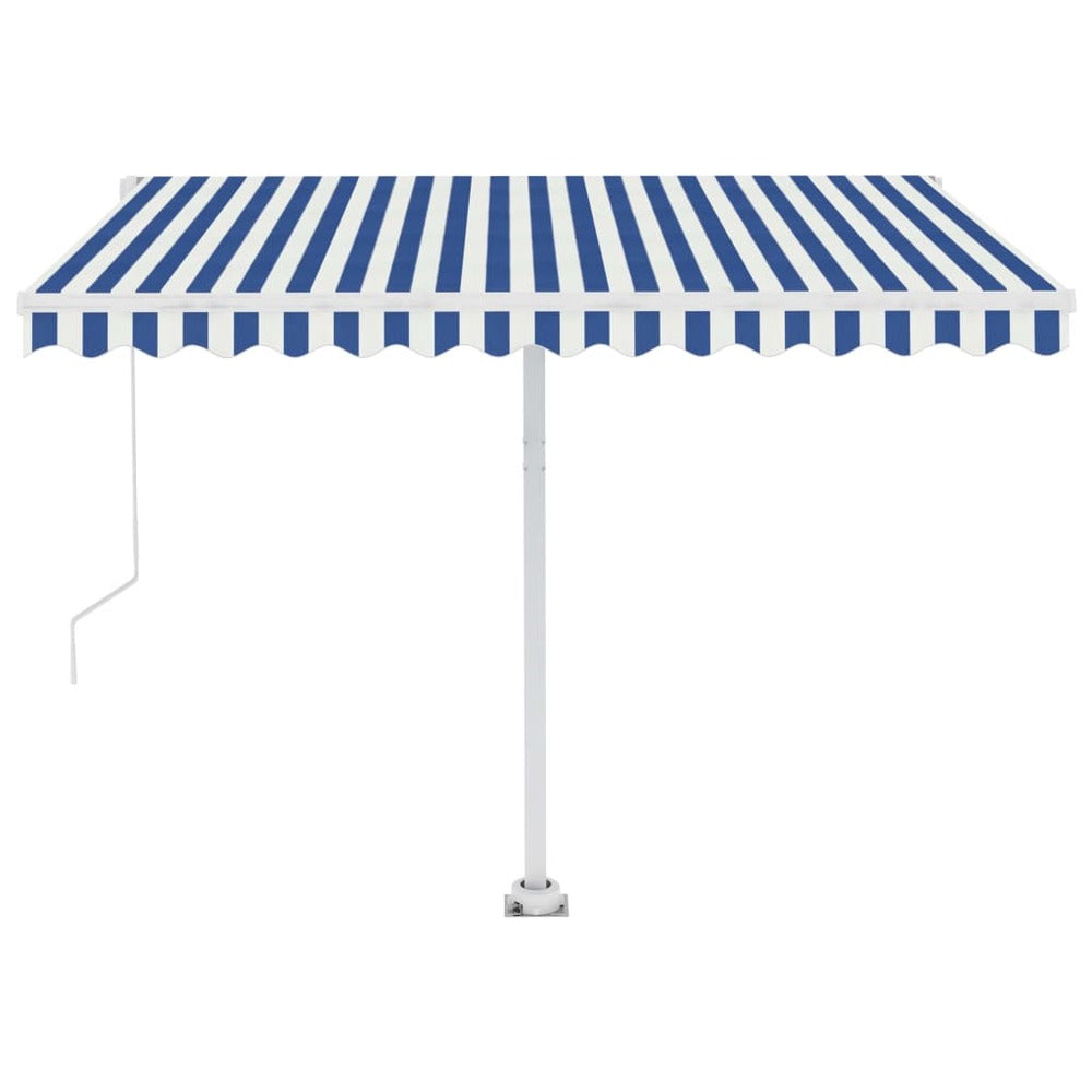 VIDAXL Auvent Automatique Capteur De Vent/led 350x250 Cm Bleu Et Blanc