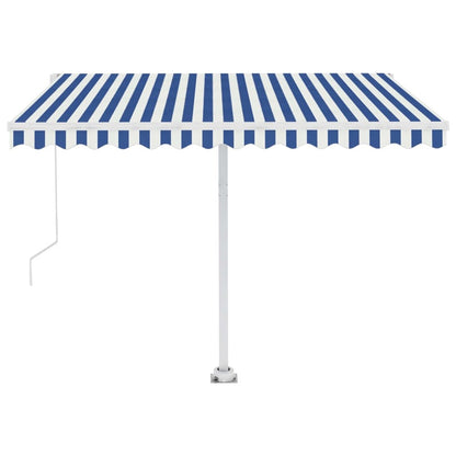 VIDAXL Auvent Automatique Capteur De Vent/led 350x250 Cm Bleu Et Blanc