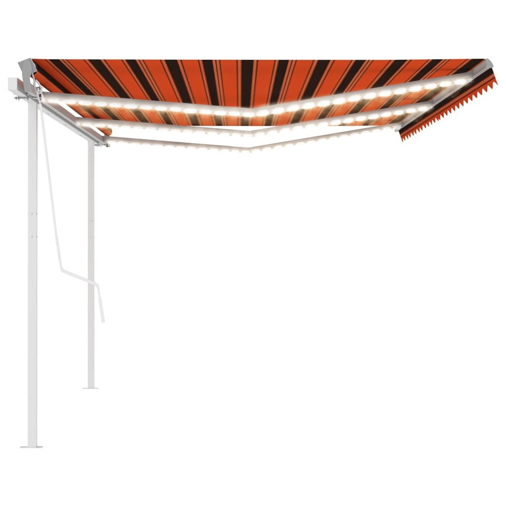 VIDAXL Auvent Automatique Capteur De Vent Et Led 6x3,5 M Orange Marron