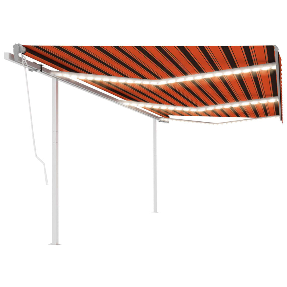 VIDAXL Auvent Automatique Capteur De Vent Et Led 6x3,5 M Orange Marron