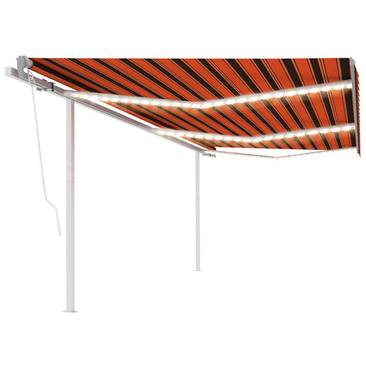 VIDAXL Auvent Automatique Capteur De Vent Et Led 6x3,5 M Orange Marron