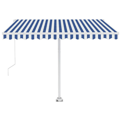 VIDAXL Auvent Automatique Capteur De Vent/led 300x250 Cm Bleu Et Blanc