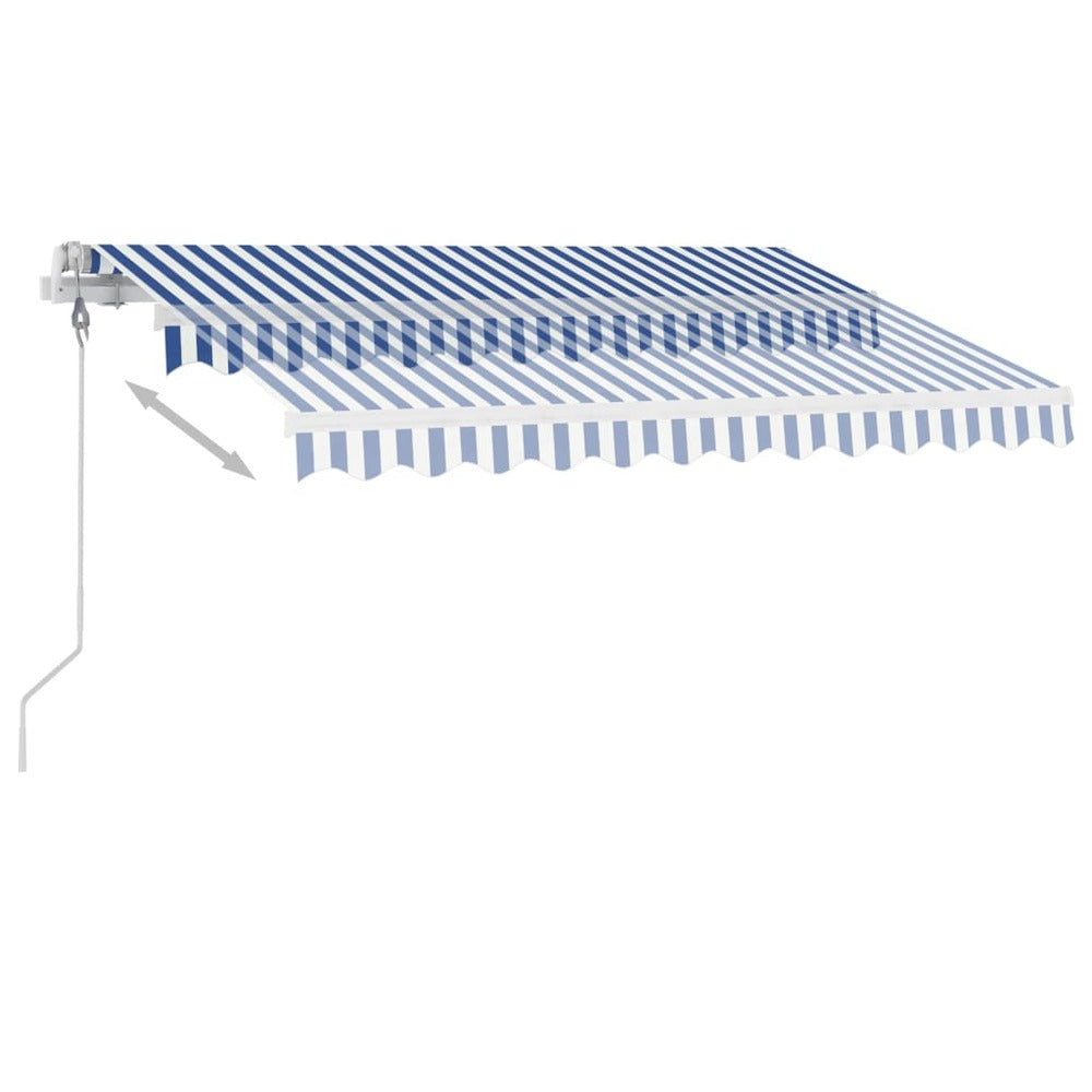 VIDAXL Auvent Automatique Capteur De Vent/led 300x250 Cm Bleu Et Blanc